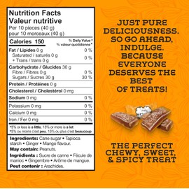 Lovely Candy Co. Mango Ginger Chews, Made with Real Ginger, Individually Wrapped, 5oz (6-Pack) | Gluten-Free, Non-GMO, NO Artificial Ingredients, NO High Fructose Corn Syrup
