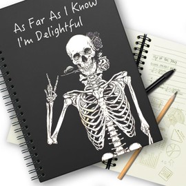 XKZGSZB As Far As I Know,I'm Delightful，Funny Hardcover Spiral Notebooks With 160 Pages,Funny Skeleton Themed Writing Notebooks,Funny Coworker Gift，Gift for Office Coworker Office Worker Friend