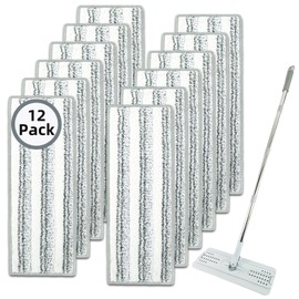 12Pack Microfiber Flat Mop Pads Compatible with JOYMOOP, Libman, Oshang Flat Mop or Mop Bucket Set and Most 13"X5" Flat Floor Mop, Reusable Mop Head Replacement Washable Microfiber Mop Cleaning Pads