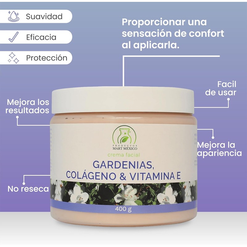 Crema facial y corporal de gardenias con colágeno y vitamina