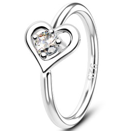 Melighting 20G Nose Ring Hoop 925 Sterling Silver Seamless Open Nose Piercing Dangle Heart Helix Earring Clear CZ 8 mm Cartilage Stud Nose Jewelry for Women