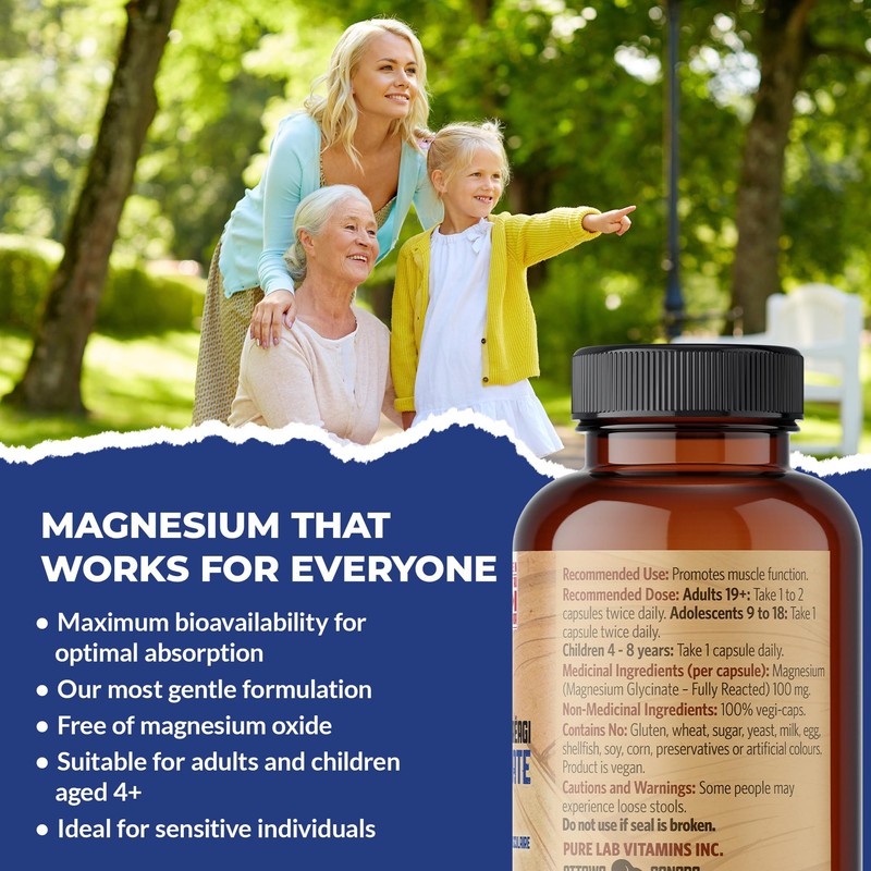 Pure Lab Vitamins Magnesium Glycinate Fully Reacted 100mg – 150