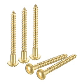 sourcing map Wood Screws M4 x 50mm Slotted Round Head Brass Self-Tapping Screw WoodWorking Screw 20 Pcs