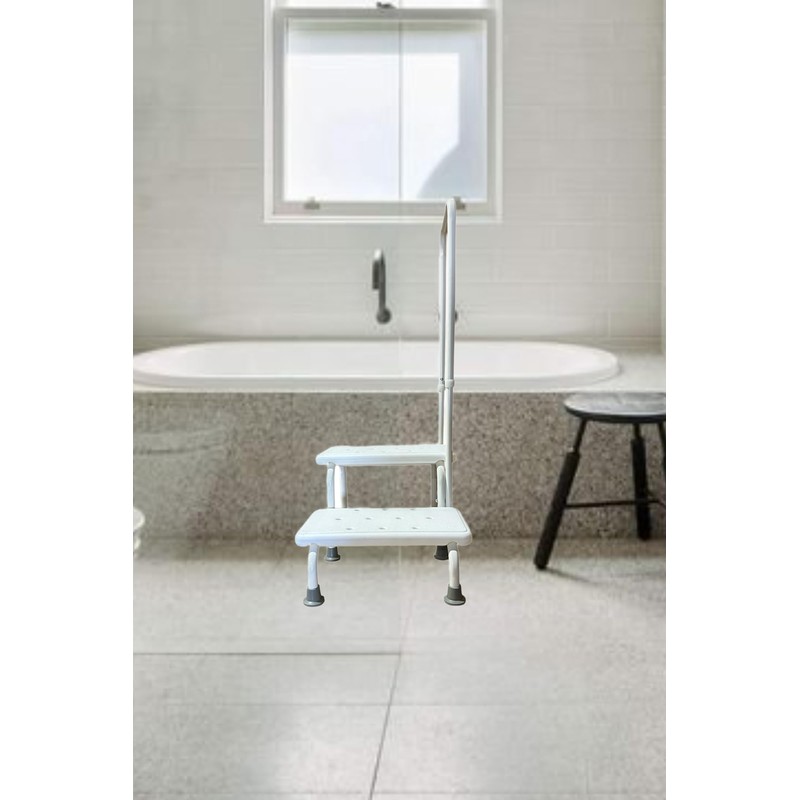 Double Step Stool with Handrail Heavy Duty 2 Steps Non