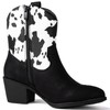 GLOBALWIN Women's Black Cowgirl Boots Cow Print Ankle To Mid