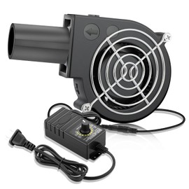 WDERAIR 97mm x 33mm BBQ Blower Fan 12V with 120V – 240V AC Plug Variable Speed Controller Centrifugal for Outdoor Barbecues Fire Bellow, Camping Cooking, Wood Stove, Charcoal Starter