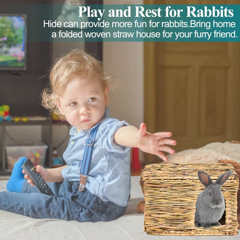 HERCOCCI Extra Large Grass House for Rabbit, Foldable & Comfortable