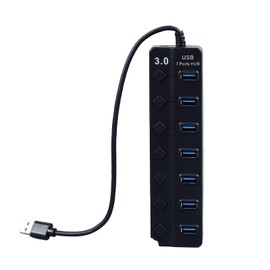 Vikye Hub, 7-Port USB Data Hub Splitter with Independent Switch, Efficient Extension for Laptop PC Mobile Devices, Compatible with Computers, Laptops and More