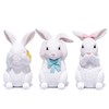 Hodao Easter Decoration Three-Bunny Figurine Set - Adorable Handcrafted White