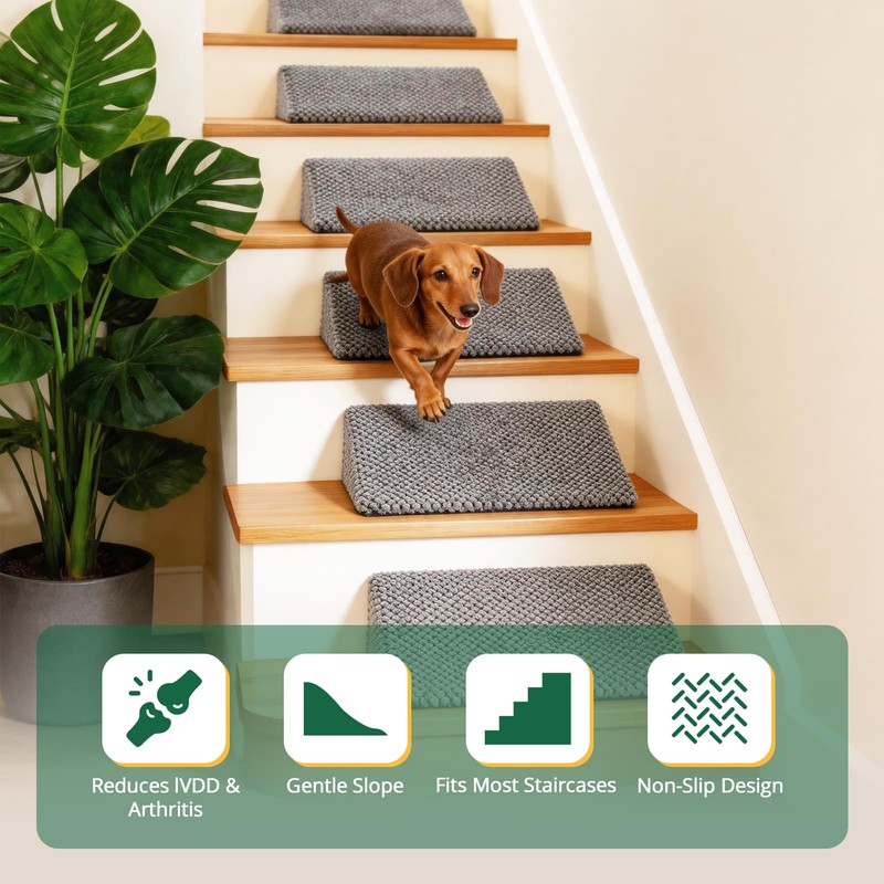 Dog Ramp for Stairs with Non-Slip Bump for Small &