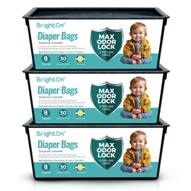 BrightOn Diaper Pail Refill Bags Compatible with Genie Easy Roll Signature Diaper Pails, 90 Bags Total (Lemon Scented)