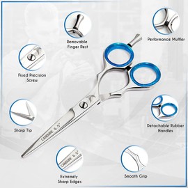 Candure Hairdressing Scissor 6.5 Inch Hair Cutting and Thinning Scissors with Comb and Pouch for Men, Women, Children and Professional Barbers