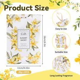 Pack of 6 Scented Sachets Wardrobe, 20 g Cupboard Fragrance Fresh Sachets, Wardrobe Fragrance, Aromatherapy Fragrance Freshener Bags for Drawers, Cupboards, Cars, Wardrobes (Freesia)