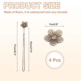 PATIKIL Magnetic Curtain Tiebacks, 4 Pack Resin Flower Drapery Holdbacks, Vintage Curtain Holdbacks Rope, Magnetic Window Drapery Decorative for Home, Cafe, Office, Brown