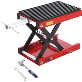 Garveetech Motorcycle Lift Jack - 1200LBS Heavy Duty Scissor Stand with Wide Deck & Safety Pin, Ideal for Dirt Bikes, Atvs, Street Bikes & Cruiser Motorcycles, Thickened Rubber Pad for Stability