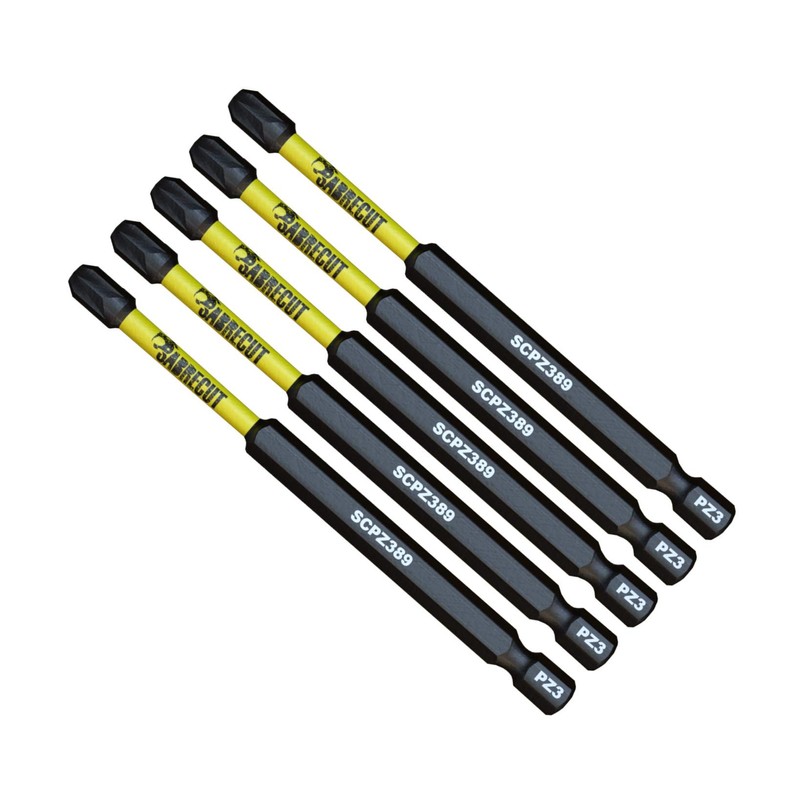 5 x SabreCut SCPZ389_5 89mm PZ3 Magnetic Impact Screwdriver Driver