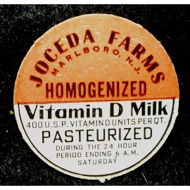 JOCEDA FARMS = MARLBORO, N.J. - HOMOGENIZED MILK- MILK BOTTLE CAP - 42mm