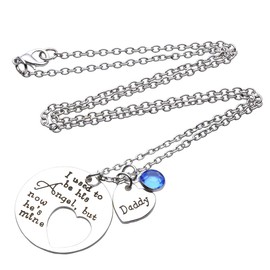 Jovivi I Used To Be His Angel Now He's Mine Daddy Blue Crysal Memorial Necklace,In Memory Of Loved One Daddy