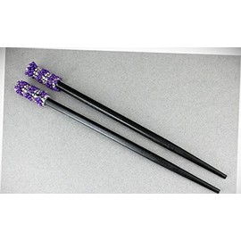 Perfect Hairstyle with Our Hair Accessories - Purple Hair Sticks Crystal Bead Set 2 Chop Accessory Picks Pins 7 1/8" Long Fashionable Hair Accessory Hair Jewelry Accessories for Lady Women