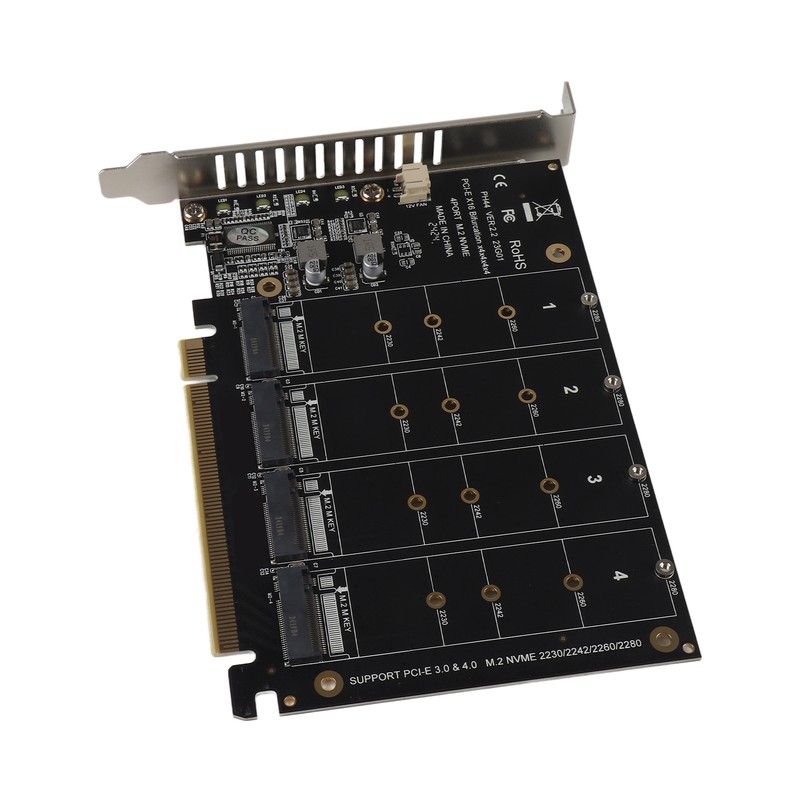 Adapter Card 4 Port M.2 NVMe SSD to PCIE X16