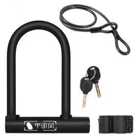 Candado en U para Bicicleta con 1.2M Cable, con 2 Llaves. Candado Bicicleta Kryptonite, Candado en U de Alta Seguridad para Bicicletas, Scooters, etc. (Negro)