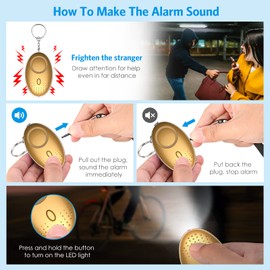 AMIR Safety Keychain Set for Women and Kids, 10 Pcs Accessories for Girls with Safe Sound Personal Alarm, No Touch Door Opener, Whistle and Pom, Yellow