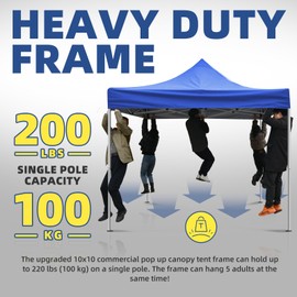 Tisetrail 10x10ft Pop Up Canopy Tent with Sidewalls, All Season Wind Waterproof Commercial Party Tents, Heavy Duty Instant Shelter, Outdoor Sun Shade, Silver Coated Top UPF 50+, 4 Weight Bags - Blue