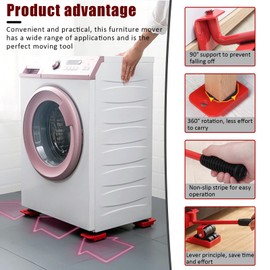 Gripebao Furniture Moving Dolly 4 Wheels, Furniture Sliders with Wheels, Furniture Lifters for Heavy Furniture, 330lbs Load Capacity Furniture Lift Mover Tool Set to Move Sofa Bed Table Appliance, Red