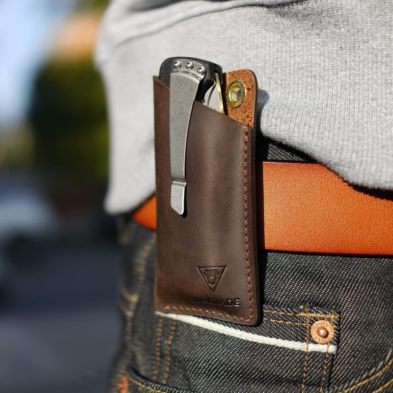 VIPERADE PJ11 Leather Knife Sheath for Belt, Knife Holster, Pocket