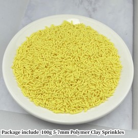 YHYPOCI 100g 7mm Fake Sprinkles Polymer Clay Sprinkles Fake Candy Sprinkles Resin Sprinkles Clay Slices for Craft Sprinkles Decoration Scrapbook DIY Nail Art(Yellow)
