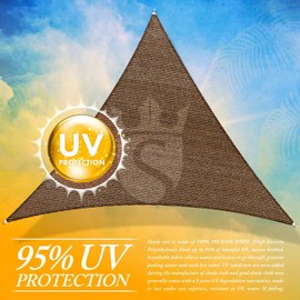 Royal Shade 32' x 32' x 32' Brown Triangle Sun Shade Sail Canopy Outdoor Patio Fabric Shelter Cloth Screen Awning - 95% UV Protection, 200 GSM, Heavy Duty, 5 Years Warranty, We Make Custom Size