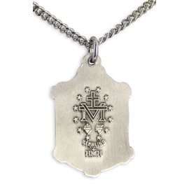 Heartland Store Women's Sterling Silver Miraculous Pendant with Flowers + 18 Inch 1.8mm Sterling Silver Chain & Clasp| USA Made