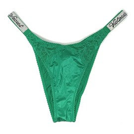 Victoria's Secret Very Sexy Bombshell Shine Brazilian Panty, Lucky Green/Script, Medium