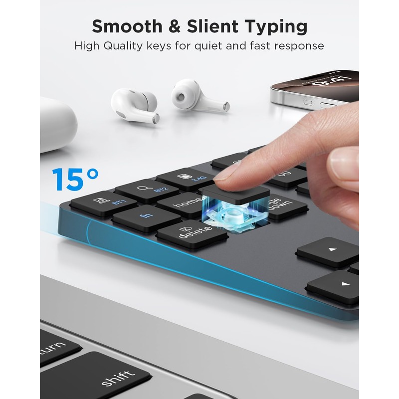 JOYEKY Wireless Number Pad Bluetooth 5.0 & 2.4G Portable Number