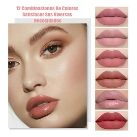 Set De 12 Labiales Mate De Larga Duración Pintalabio Regalo