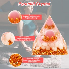 Crystal Ornament, Pyramid Crystals Gemstones, Natural Healing Crystals Pyramids Positive Energy, Pyramid Inspirational Success Gifts, Pyramid Desktop Ornament Home Decoration for Meditation