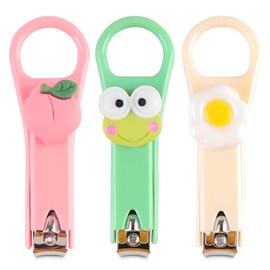 Nail Clippers Set,3 Pcs Toenail Clippers,Cartoon Stainless Steel Nail Clippers with Nail File,Anti Slip Granules for Precisie Trimming of Toenails and Fingernails,for Women,Girls,Children