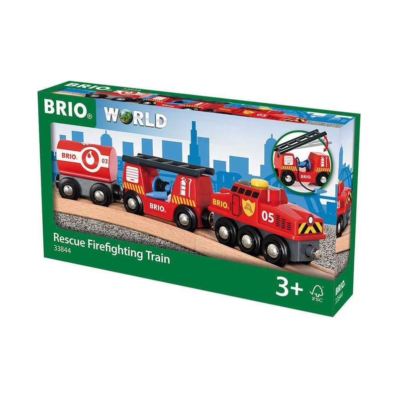 BRIO World Rescue Fire Train for Kids, Wooden Railway Fire
