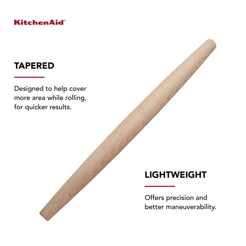 KitchenAid Maplewood French Rolling Pin, 22-Inch, Brown