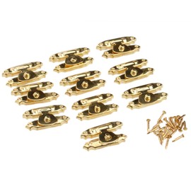 dophee 5 Pack Heavy-Duty Suitcase Latch Hasps, 26x16mm/1.02"x0.63" Gold Retro Decorative Cabinet Latch Hasps with Matchable Nails for Jewelry Box Wooden Case Trunks