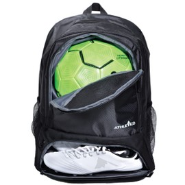 Athletico Youth Soccer Bag - Soccer Backpack & Bags for Basketball, Volleyball & Football | Includes Separate Cleat and Ball Compartment (Black)
