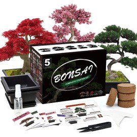 Meekear 5 Bonsai Tree Kit Complete Plant Growing Tools, Grow in Pot Indoor Bonsai Tree Starter Kit, Great Home Gardening Potted Plants DIY Gift for Adults