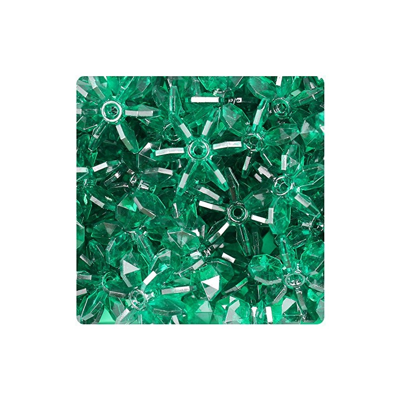 BeadTin Emerald Transparent 25mm Sunburst Craft Beads (80pcs)