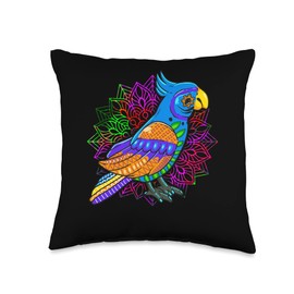 Mexico Mexican Spirit Guide Alebrijes Parrot Co. Alebrije Parrot Bird Mexican Art Throw Pillow, 16x16, Multicolor