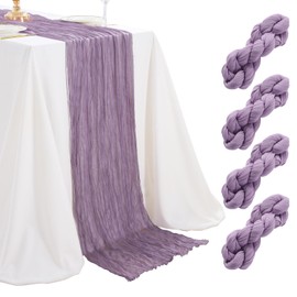 SoarDream Cheesecloth Table Runner 4 Packs Purple Table Runners 10FT x 35" Wide Boho Cheese Cloth Runner for Rustic Vintage Party Chair Sashes Decorations