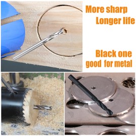 Wowsupm GDR-12PCS 1/4" 1/4" HSS Pilot Drill Bit Set for Stainless Steel Metal Wood Aluminum Plastic