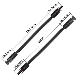 Leehitech 2 Pair 50CM Solar Flat Cable, Feedthrough Copper Flat Connection Cable, No Drilling Required for PV Panels Balcony Window Installation for 2.5mm²/ 4mm²/ 6mm² Solar Cable