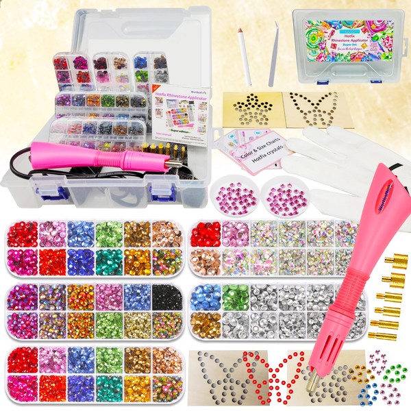 Worthofbest Hotfix Applicator Tool, Bedazzler Kit with Rhinestones for Clothing,