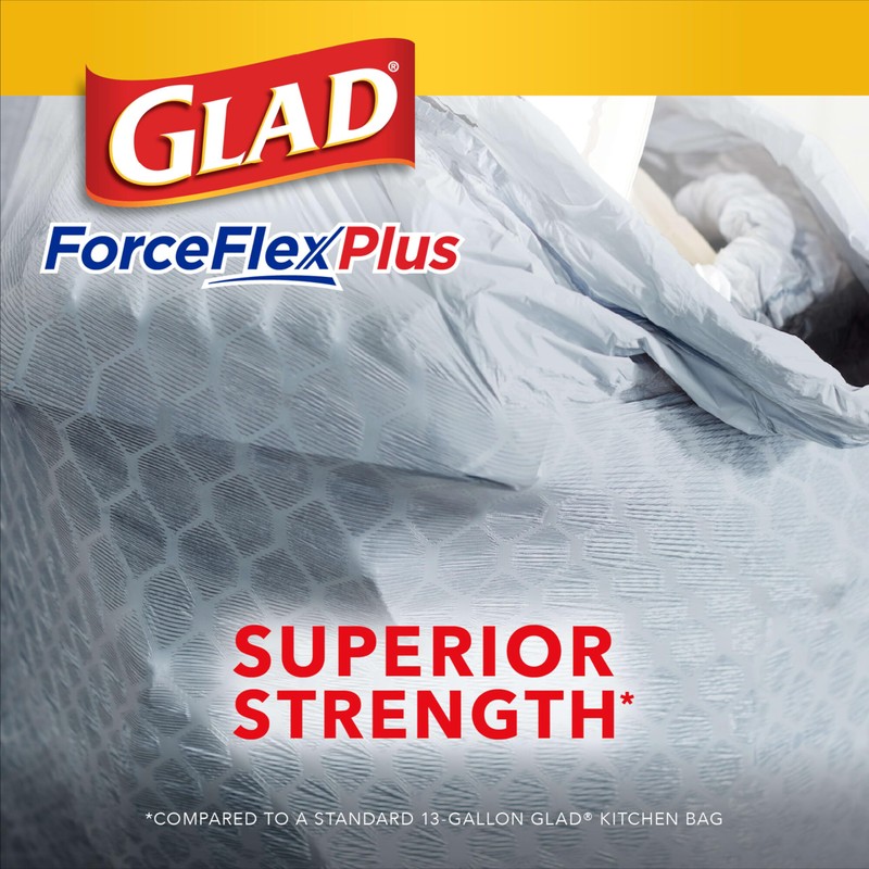 Glad Tall Kitchen Trash Bags ForceFlex Plus With Clorox, 13