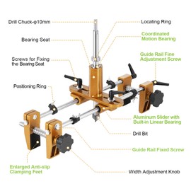 Meticuloso Door Lock Hole Opener Kit, Updated Lock Mortiser for Wooden Doors, Door Lock Installation Kit Mortising Machine Mortise Jig with 3 Drill Bits